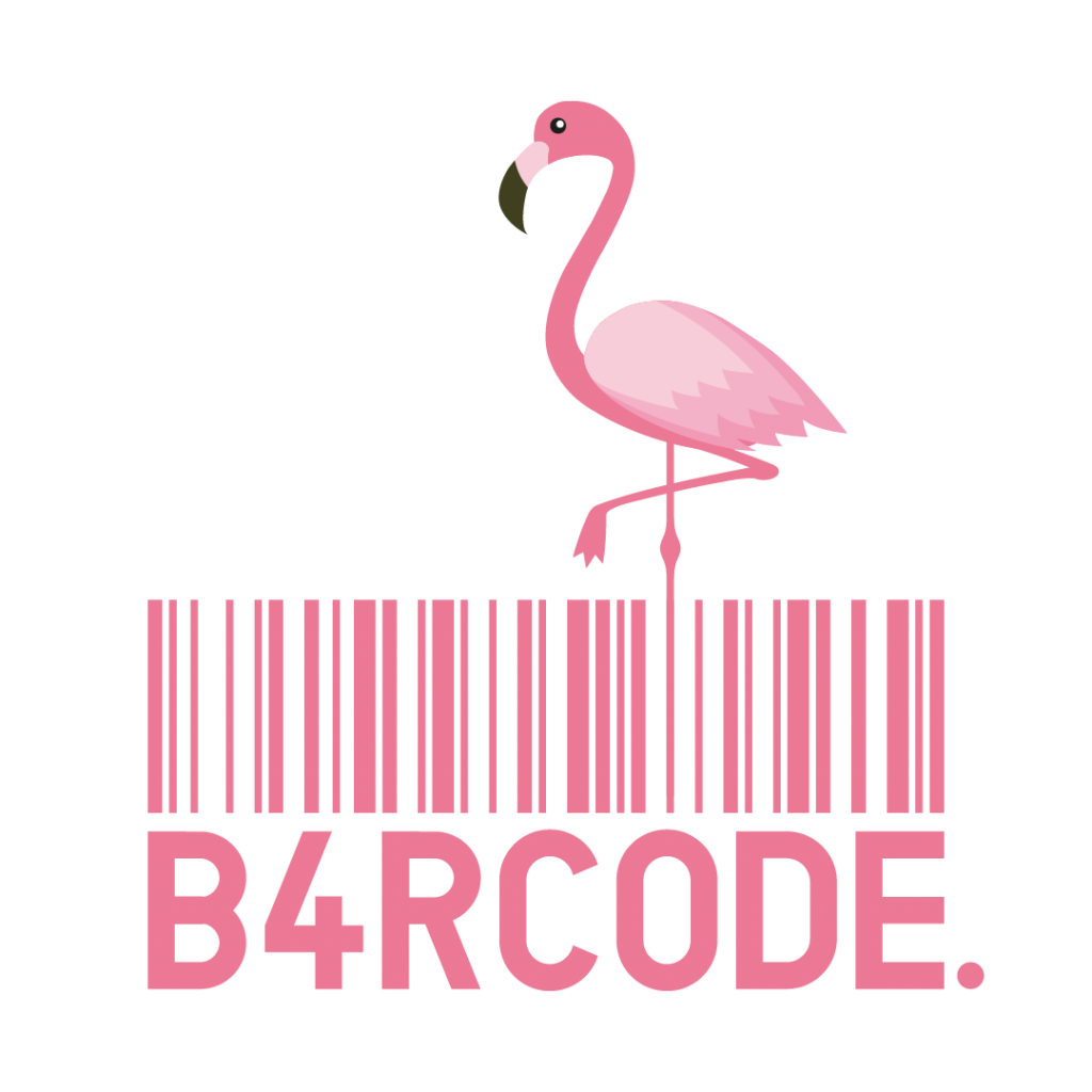 Pink B4RCODE. logo with a flamingo. #WearTheCode