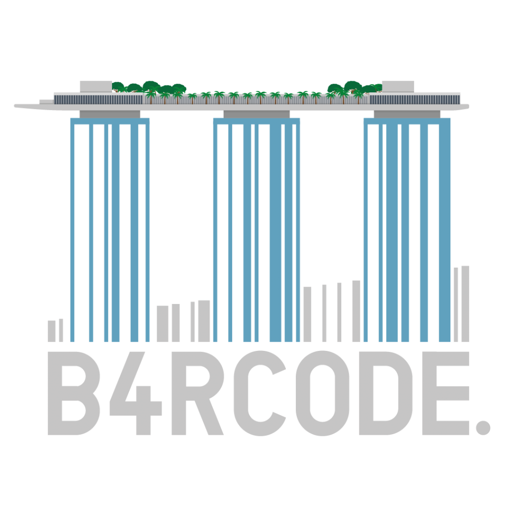 The B4RCODE. logo as the famous Marina Bay Sands Hotel in Singapore. #WearTheCode